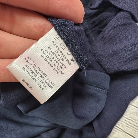 Indigo Soul mini dress with Cream embroidered Lace insert sz XL boho western - Picture 8 of 8